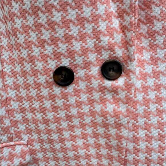 ASOS size 10 Pink and White Dogstooth Houndstooth Long Suit Blazer Jacket - Picture 6 of 12